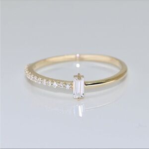 14k Solid Gold Dainty Baguette Ring by Selanica Fine Jewelry